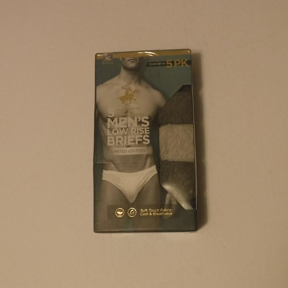 Beverly Hills Polo Club Men's 5 Pack Soft Cotton Low Rise Briefs Size XL NEW